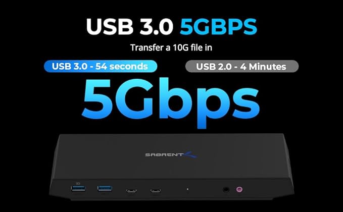 SABRENT USB Type C Dual 4K Universal Docking Station with USB C Power Delivery (DS-WSPD)