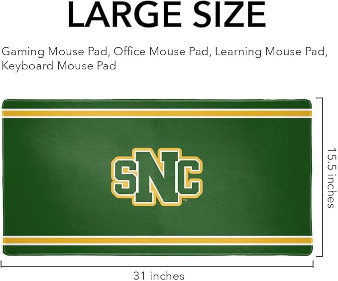 St. Norbert College Green Knights Primary Logo Stripes Large Gaming Mouse Pad Desk Mat with Stitched Edges Non-Slip Base for Gamer Home and Office 31.5 x 15.7