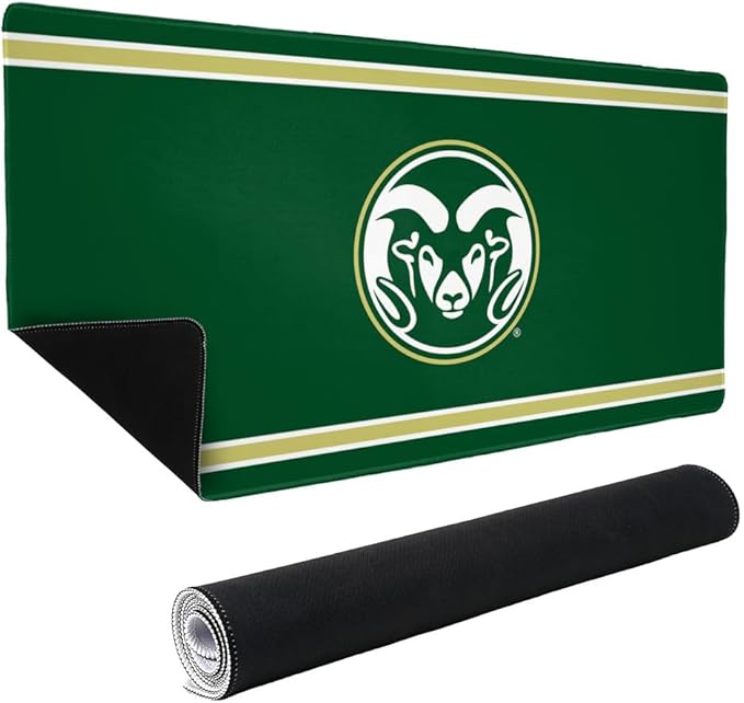 Colorado State University Rams Primary Logo Stripes Large Gaming Mouse Pad Desk Mat with Stitched Edges Non-Slip Base for Gamer Home and Office 31.5 x 15.7