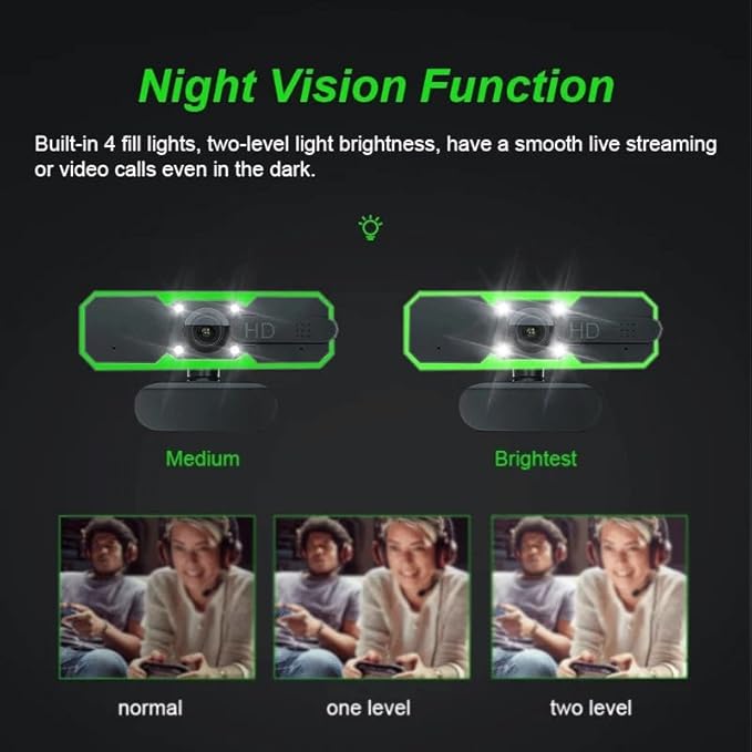 1080P Webcam Microphone Fill Light Rotatable Cameras for Live Video Conference Work for PC Camera