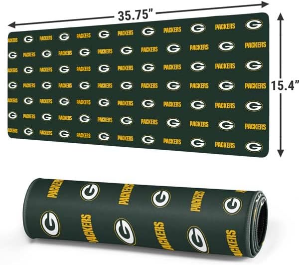 Skinit Extra Large Gaming Mouse Pad - Officially Licensed NFL Green Bay Packers Blitz Series Design with Stitched Edges Waterproof Non-Slip Rubber Base Desk Mat for Keyboard &amp Mouse