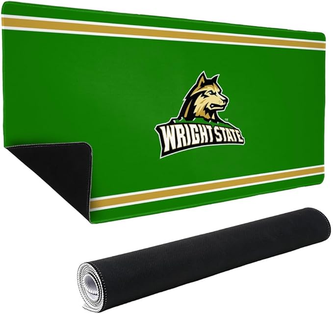 Wright State Raiders Primary Logo Stripes Large Gaming Mouse Pad Desk Mat with Stitched Edges Non-Slip Base for Gamer Home and Office 31.5 x 15.7