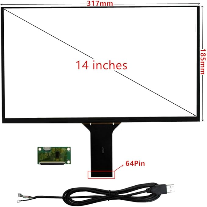 10.1/11.6/13.3/14/15.6 Inch Universal Computer Industrial Multi-touch Capacitive Digitizer Touch Screen Panel Glass With USB Driver Board Converter (14 inches)