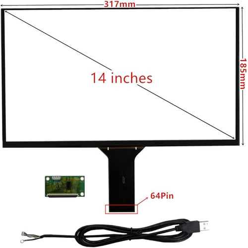 10.1/11.6/13.3/14/15.6 Inch Universal Computer Industrial Multi-touch Capacitive Digitizer Touch Screen Panel Glass With USB Driver Board Converter (14 inches)