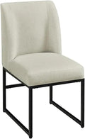 Adjustable Office Computer Chair with Armrest 1pcs Modern Style Beige Upholstered Fabric Comfortable Indoor Dining Chairs Black Leg Color