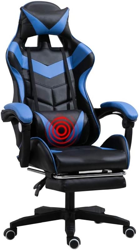 UISLA Office Video Game s Ergonomics Lift Seat with footrest High Back Gaming Multifunction with Headrest and Lumbar Support for Video Game Swivel Dign