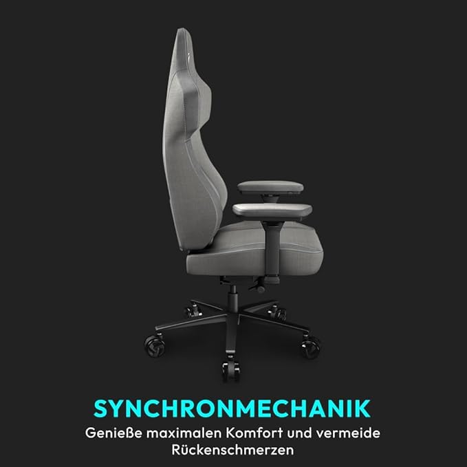 THUNDERX3 CORE Gaming Chair for Adults Ergonomic Office Chair High Back Desk Chair Synchronous Tilt Forward Tilt 360° Self-adjusting Lumbar Support Multipurpose Footrest Fabric Loft Light Grey