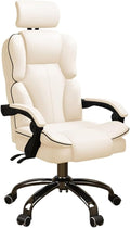 Adjustable Office Computer Chair with Armrest Computer Chair Office Household Movable Lifting Gamer Backrest Swivel(White)