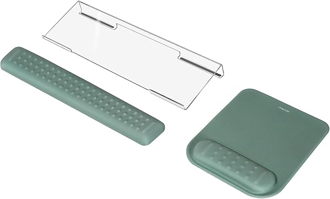 MOSISO Computer Keyboard Stand&ampWrist Rest Support for Keyboard &ampMouse Pad Set Ergonomic Massage Wrist Rest Set Easy Typing Working Acrylic Clear Stand for Office Home Emerald Green