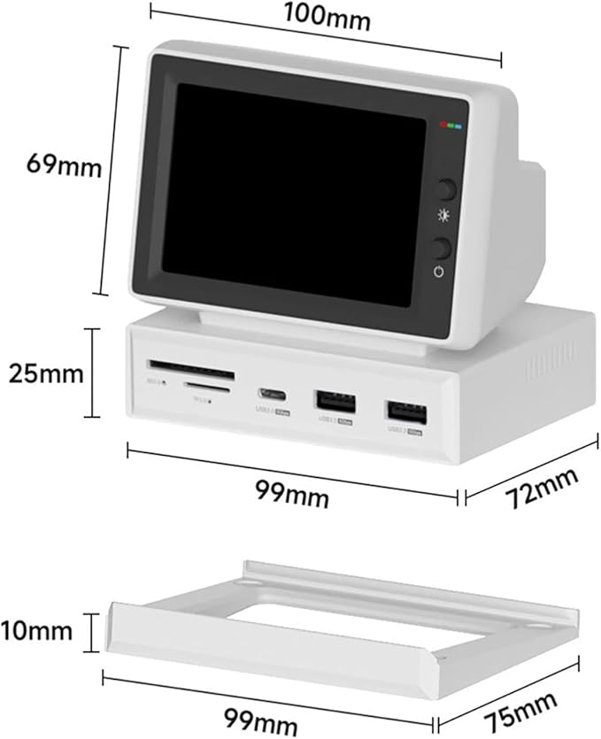 3.5inch Vintage Secondary Screen Monitor Computer Temp Monitor PC Sensor Panel Display PC Temperature Display Support HDMI USB 3.0 Hub SD3.0 TF Card Reader