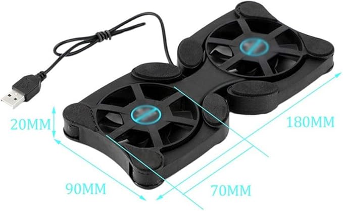 2pcs 70mm Universal Foldable USB Laptop Cooler Quiet Anti-Slip Heat Dissipation Cooling Fan Bracket for Most Laptop