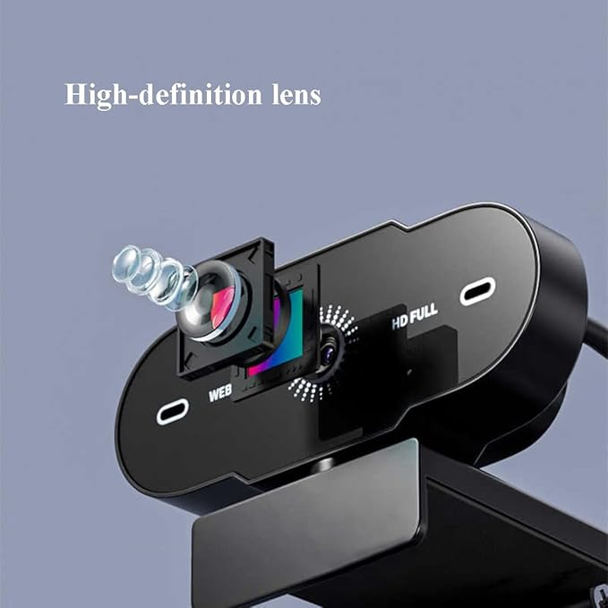 GIZNXBA 1080p Webcam for PC Laptop Desktop Computer USB Webcam with Microphone Streaming Camera HD Light Correction 120° Wide-Angle Lens Plug &amp Play for Meeting
