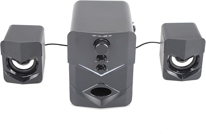 Multimedia Desktop Wired Subwoofer Speaker for Home Computer - Wide Compatibility Bass Enjoyment 2.1 Stereo Knob Adjustment