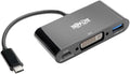 Tripp Lite USB C to DVI Adapter Converter w/ USB-A Hub &amp PD Charging USB Type C Thunderbolt 3 USB-C 1080p Black(U444-06N-DUB-C)