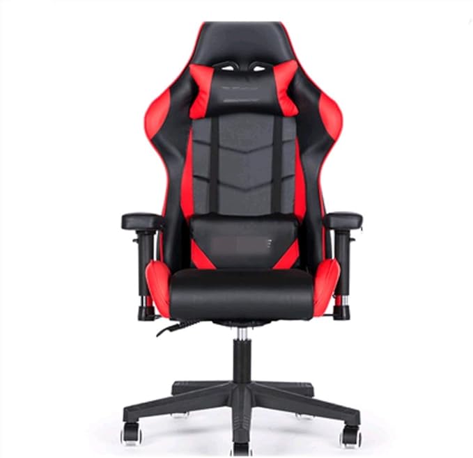 YYDS Chair E-Sports Gaming Chair High-Back Artificial Leather Executive Ergonomic Swivel Chair with Headrest and Lumbar Pillow Ergonomically (Color : Black and red Size : Steel feet)