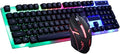 LED Backlit Gaming Keyboard and Mouse Combo for PC Desktop Laptop Colorful Glowing Mouse and Fast Response Velocity (Black)