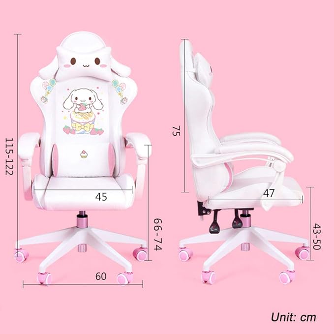 Swivel Chair Cute Cartoon Chair Bedroom Comfortable Computer Chair Home Gaming Study Chair with Armrest Comfortable Sponge Adjustable Height and AngleGirls Stylish Gift