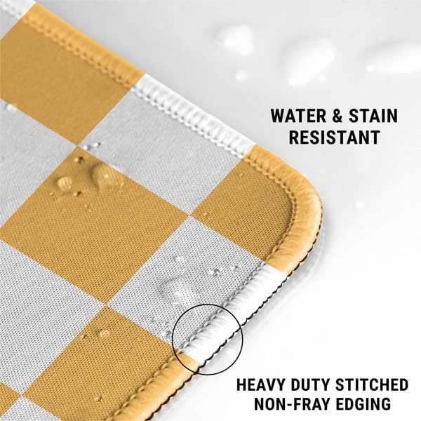 Skinit Large Gaming Mouse Pad - Yellow and White Checkerboard Design with Stitched Edges Waterproof Non-Slip Rubber Base Desk Mat for Keyboard &amp Mouse 31.5 x 11.8 inches