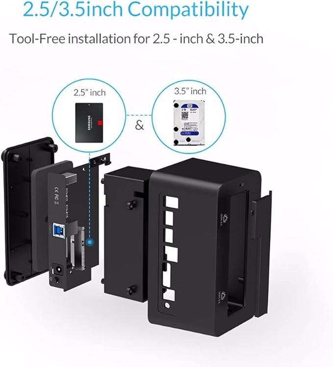External Hard Drives Case SATA to USB 3.0 Hard Drive Docking Station 5Gbps Super Speed for 2.5''/ 3.5 SSD HDD with 12V Power Adapter