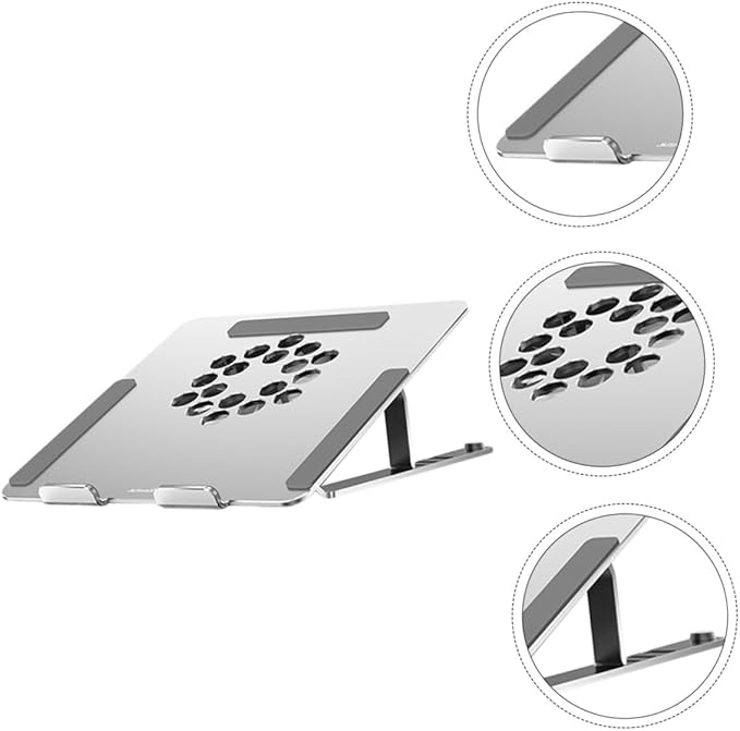BESPORTBLE Adjustable Height Alloy Laptop Cooler Stand with Quiet Cooling Fan for Gaming and Office Use Compatible Under 17.3 Inch Laptops Silver