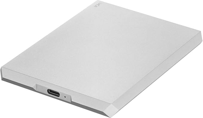 LaCie Mobile Drive 2 TB  External Hard Drive HDD – Moon Silver USB-C USB 3.0 With Rescue Services (STHG2000400)