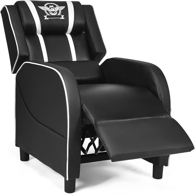 GORELAX Modern Massage Gaming Recliner Chair PU Leather Home Theater Recliner Chairs w/Footrest and Massage Racing Style Sofa Chair for Living Bedroom Gaming Room