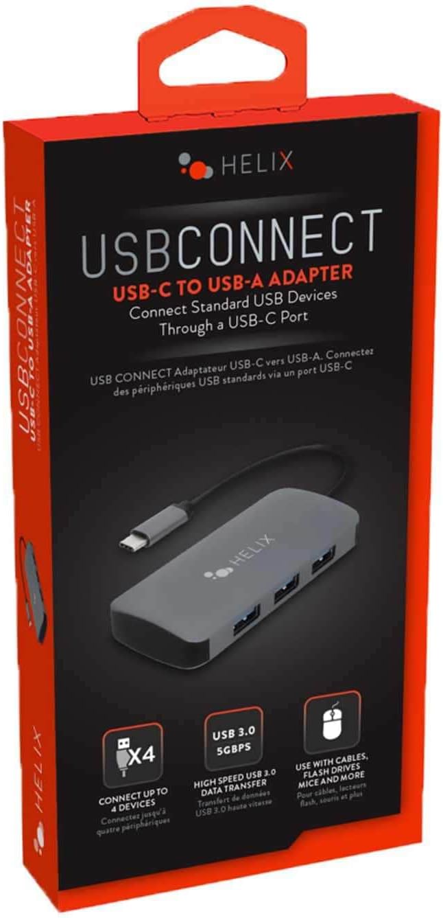 Helix USBCONNECT USB-C to USB-A 4-Port Adapter Hub
