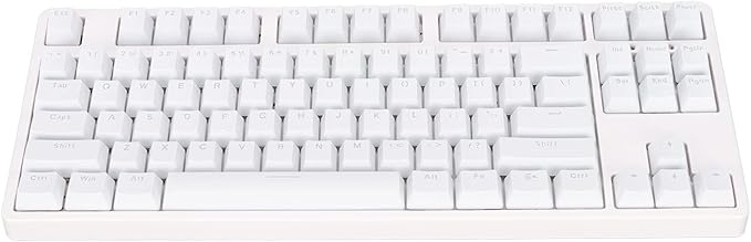 Gaming Keyboard Wired 87 Keys Ergonomic Computer Keyboard Type C Wired Mechanical Keyboard with Dye Sublimation Keycap for Home Office Gaming (White)