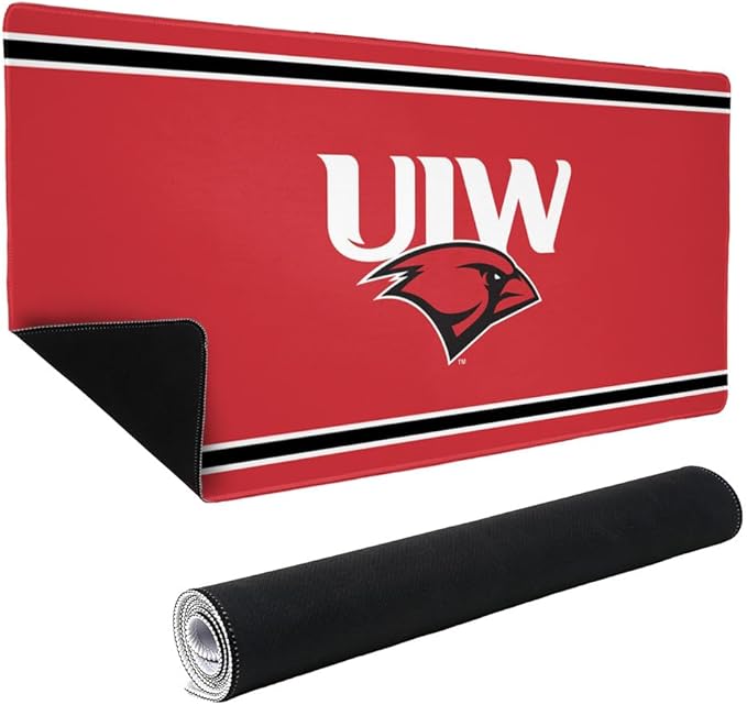 University of The Incarnate Word UIW Cardinals Primary Logo Stripes Large Gaming Mouse Pad Desk Mat with Stitched Edges Non-Slip Base for Gamer Home and Office 31.5 x 15.7