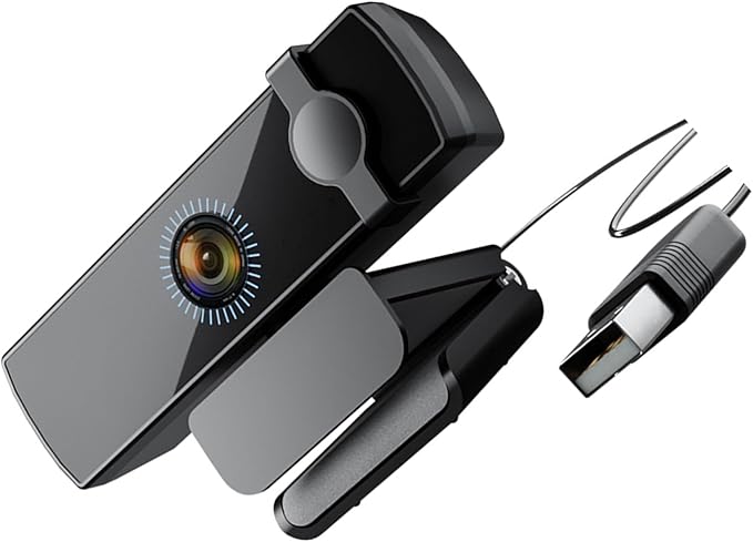 Facials Recognition Webcam 1080P Auto Focuses 120° Wide Angled USB Camera with 360 Rotations Builts in Noise Reductions Mics Plugs and Play Webcam for Video Conferencing