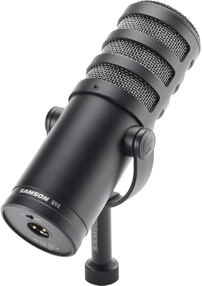 SAMSON Q9x Dynamic Broadcast Microphone Bundled with XLR Cable + Microphone Arm + Cleaning Cloth (4 Items)