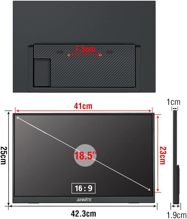 Portable Monitor for Laptop 18.5 Inch 100HZ Computer Gaming Display Metal Enclosure Mobile Display External Display for Xbox PS4 Phone with Speakers Type-C USB-C HDMI IPS FHD 1080P LED Screen