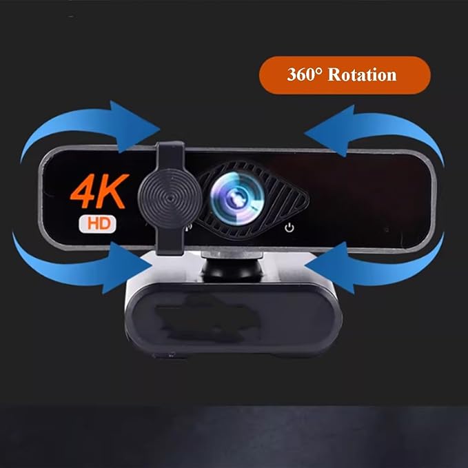 GIZNXBA 4K Webcam with Microphone 120° Wide-Angle Lens Privacy Cover Autofocus Auto Light Correction Smart Auto Beauty USB Webcam Plug and Play for Laptop PC Desktop