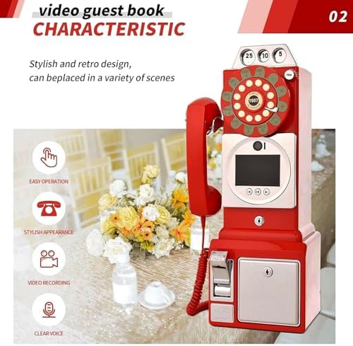 Vintage Video Guestbook Phone - 1080p HD Auto-Recording 32GB Storage 70H Capture 7H Battery - Ideal for Engagements Anniversaries &amp Special Events Black Memory Keeper