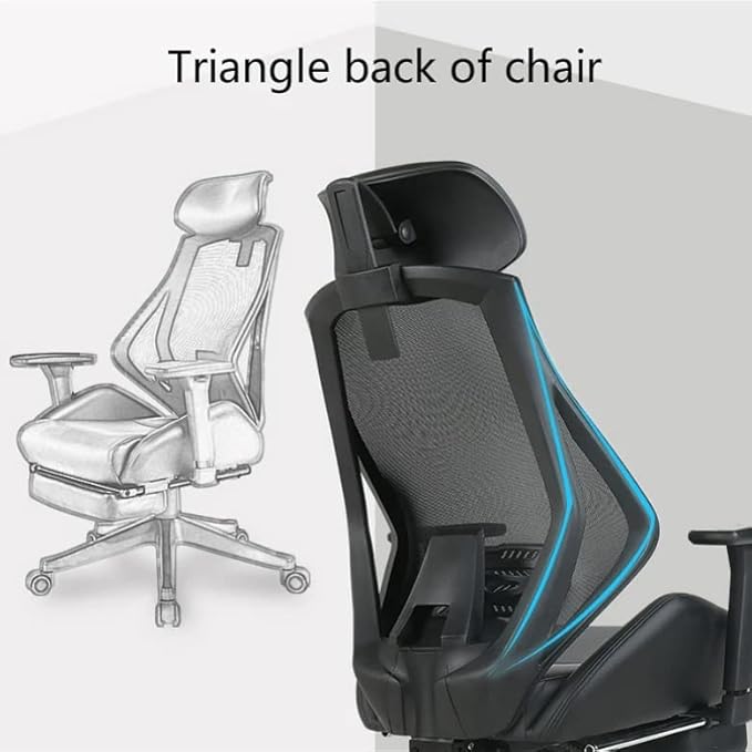 Office Chair Gaming Chair Computer Chair Ergonomic Reclining Office Boss Chair with Footrest Multi-Function Lifted Rotated Computer Chair Protect Waist Gaming Chair (Color : Black Siz