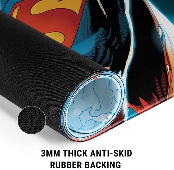 Skinit Extra Large Gaming Mouse Pad - Officially Licensed Illustrated Superman Design with Stitched Edges Waterproof Non-Slip Rubber Base Desk Mat for Keyboard &amp Mouse 35.75 x 15.4 inches