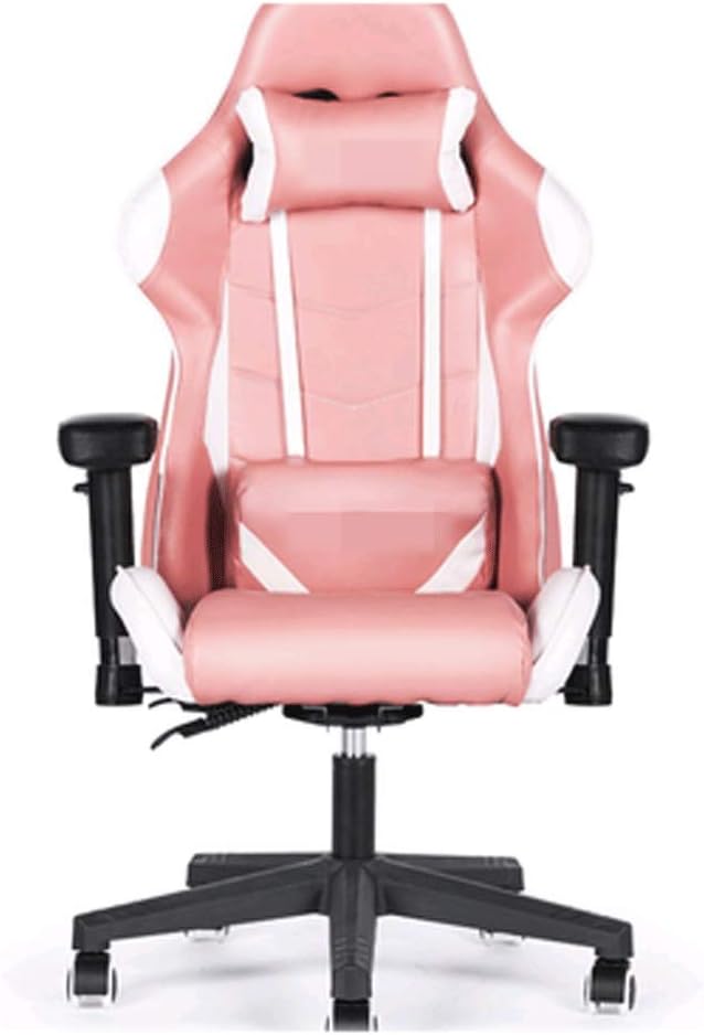 YYDS Chair E-Sports Gaming Chair High-Back Artificial Leather Executive Ergonomic Swivel Chair with Headrest and Lumbar Pillow Ergonomically (Color : Pink Size : Aluminum Alloy feet)