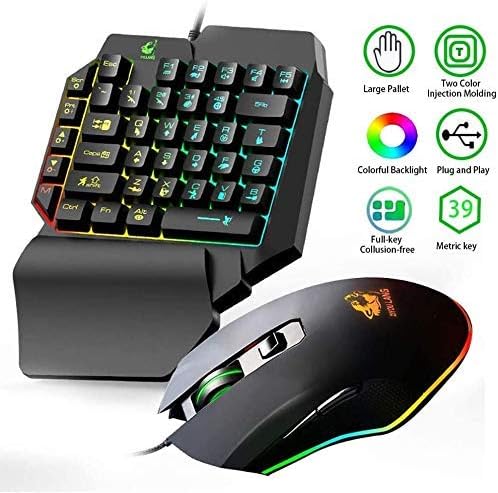 Gaming Keyboard and Mouse Combo Wired 39 Keys Mechanical Feeling Rainbow LED Backlit Keyboard and RGB Gaming Mouse and LED Backlit Converter Compatible with PS4/Xbox One/Nintendo Switch/PS3 /PC