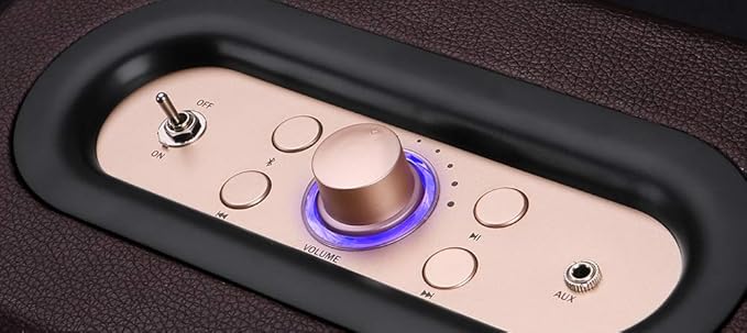 Vintage Bluetooth Speakers with Bass Enhanced Technology Wireless &amp 3.5mm Aux Input for Cellphone AC Powered (Upgraded Version)