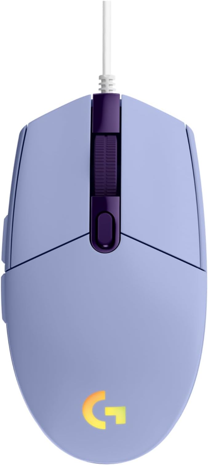 Logitech G203 Prodigy Wired Gaming Mouse 8000 DPI RGB Lightweight 6 Programmable Buttons On-Board Memory Compatible with PC/Mac - Lilac