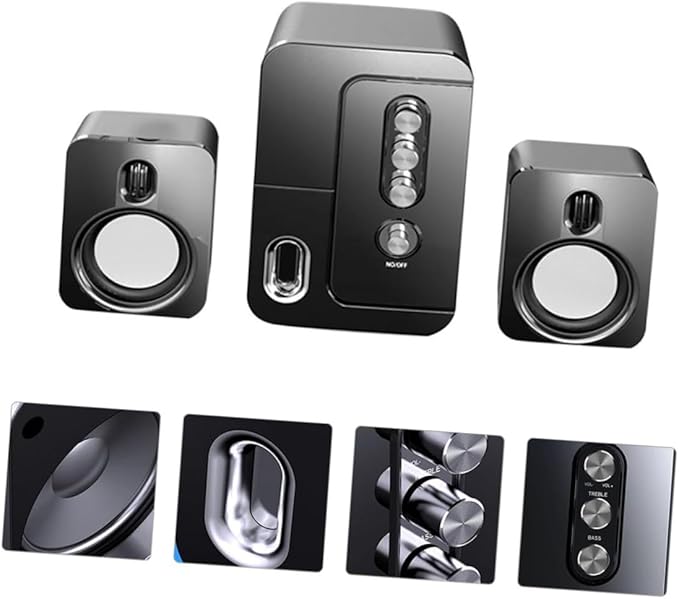 USB Laptop Computer Desktop Speaker 3D Surround Sound with Deep Bass Black Wired Multimedia Loudspeaker for Office and Home Use