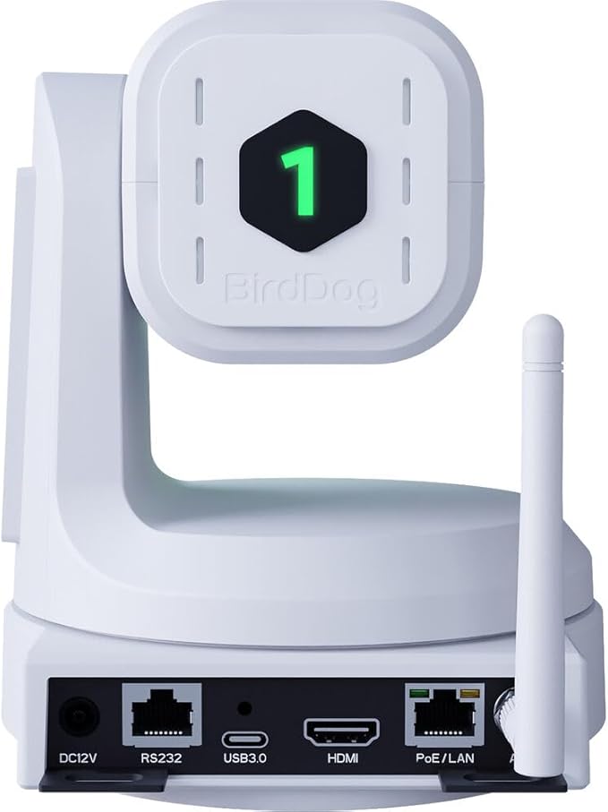 BirdDog X1 Full HD NDI|HX3 20x Zoom PTZ Camera - White Bundle with 6' HDMI Cable and 6ft USB 2.0 Cable