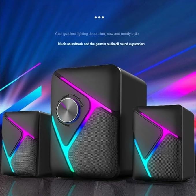 Wired USB Stereo Computer Speakers with Subwoofer for PC TV Desktop Console Gaming Volume Control Surround Sound