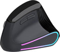 Ergonomic Vertical Mouse Wireless Bluetooth Ultra-Fast Scrolling 4800 DPI Rechargeable Ergo Mouse 2.4G Quiet Clicks 6 Buttons RGB Optical Mice 3 Multi-Device Connectivity for Mac Laptop - Black