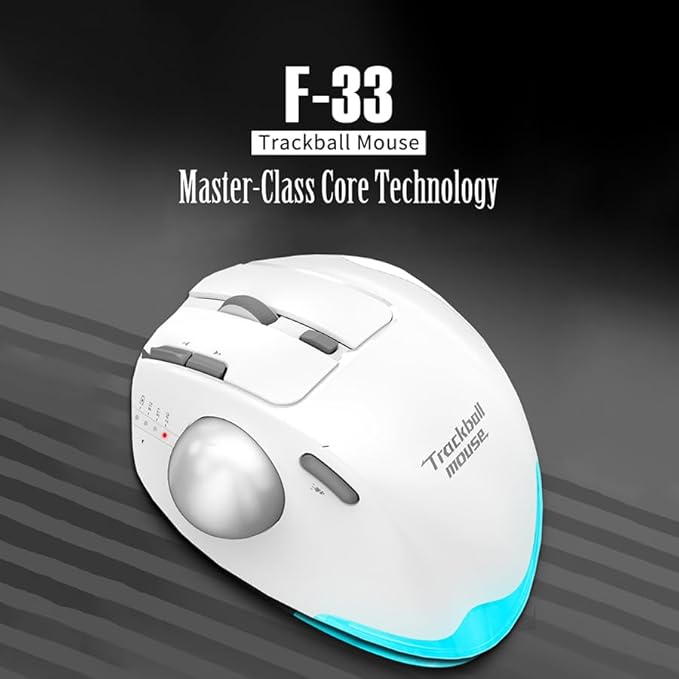 JOMAA Ergonomic Wireless Trackball USB Mouse with 4800 DPI/7 Programmable Buttons Thumb Control Mice3 Device Connection (Bluetooth or USB Receiver) Compatible for PC Laptop Mac Windows.(Silver)
