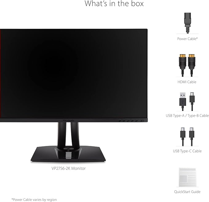 ViewSonic VP2756-2K 27 Inch IPS 1440p Ergonomic Monitor with Ultra-Thin Bezels Color Accuracy Pantone Validated 60W USB C
