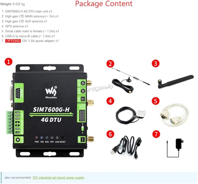 Industrial Grade SIM7600G-H 4G DTU USB UART/RS232/RS485 Multi Interfaces Communication LTE Global Band Support