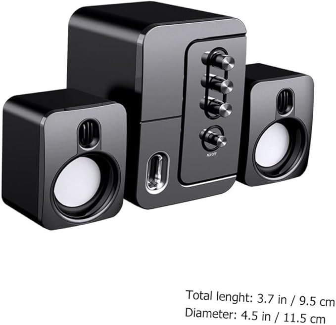 USB Laptop Desktop Speaker 3D Surround Sound Compact Computer Speaker with Bass Subwoofer Black for Home Office Use
