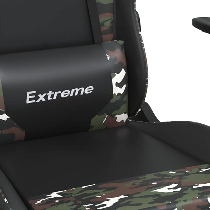 Gaming Chair with Footrest Black Camouflage Faux Leather Ergonomic Reclining Swivel Design for Adults Comfortable Computer Desk Chair