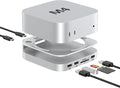 Akyyajaure Mac mini Hub: 9 in 1 Aluminum Stand &amp Dock for Mac mini M4 Pro with M.2 NVMe SSD Enclosure 10Gbps USB-A*2 SD/TF Card Readers USB 2.0
